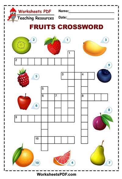 Kid Printables Crossword Puzzle Fruits Veggies vrogue co