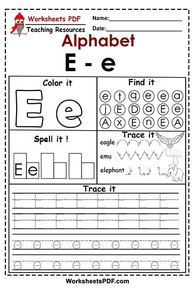 Free Printable E Worksheets