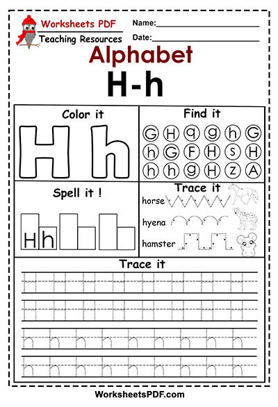 Tracing The Letter H Worksheets For Preschoolers