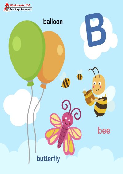 Logical printable worksheet alphabet beginning sounds flip book in black and white.Letter B. Trace words for pictures. butterfly, ball, banana, boat 25338581 Vector Art at Vecteezy