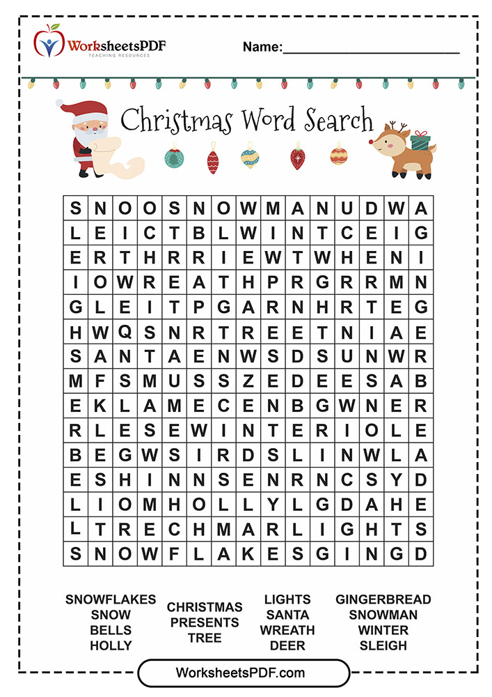 free Christmas word search