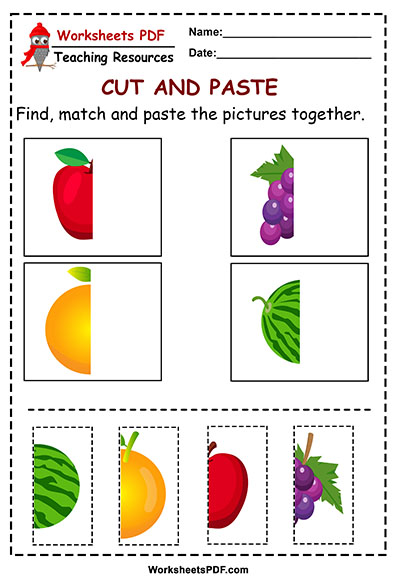 Matching Cut And Paste Worksheets