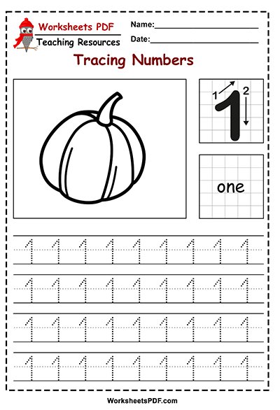 Preschool Number Tracing Worksheets (1 - 10) - Worksheets PDF