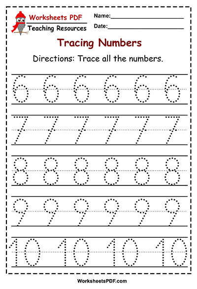 Dotted Numbers To Trace 1 10 Pdf