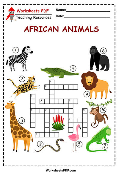 african animals crossword