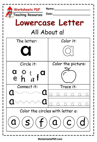 Letter A worksheets for Preschool