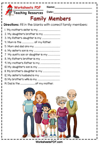family members worksheets