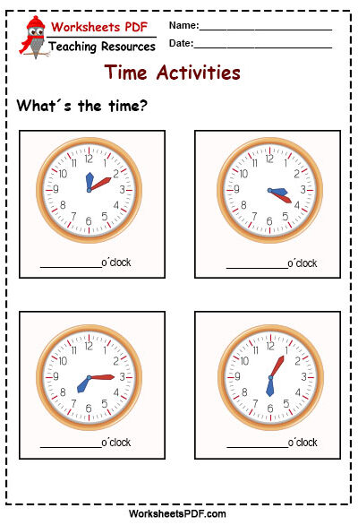 time worksheets for kindergarten