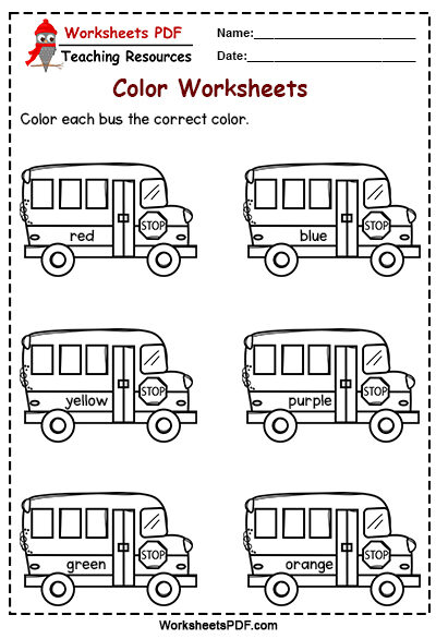 Color each Bus the correct color