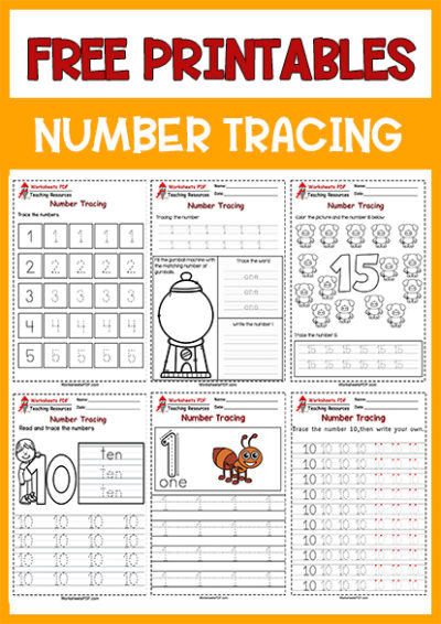 number tracing worksheets PDF