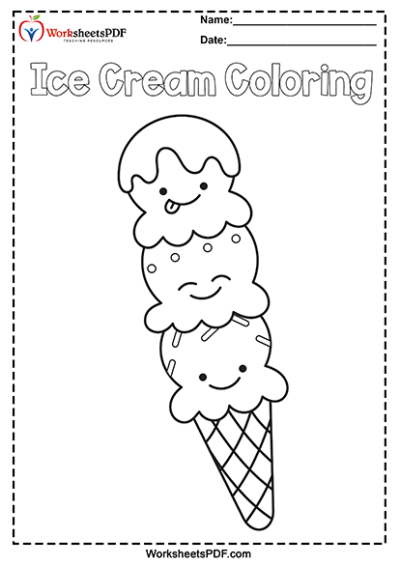 Ice Cream Coloring Pages - Worksheets PDF