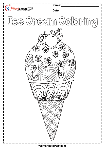 Ice Cream Coloring Pages - Worksheets PDF