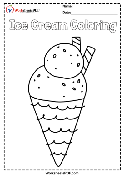 Ice Cream Coloring Pages - Worksheets PDF