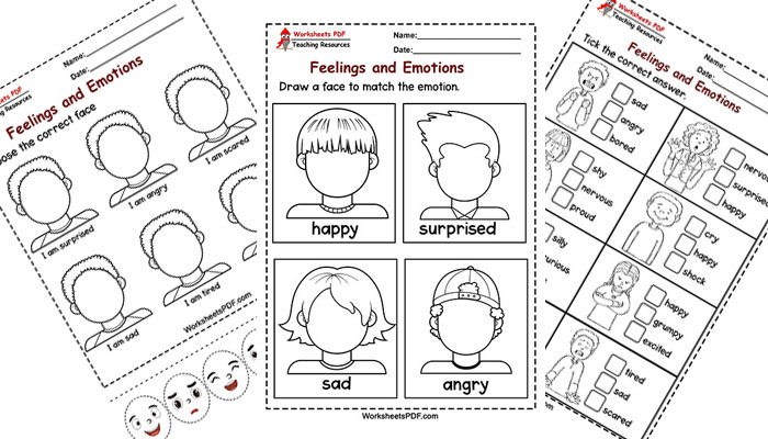 Feelings and emotions worksheets