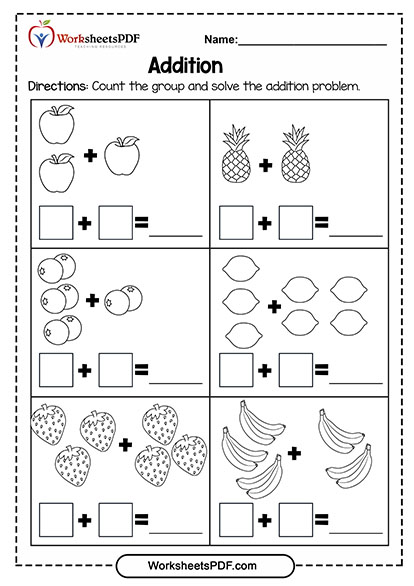 Printable kindergarten addition worksheets - Worksheets PDF