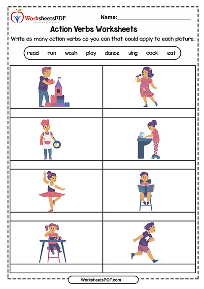How Many Can You Name 1 action verbs worksheets