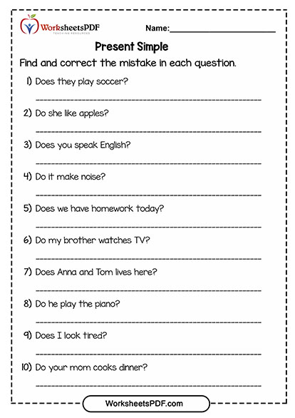 Find and correct the mistake in each Question 1 Find and correct the mistake in each question