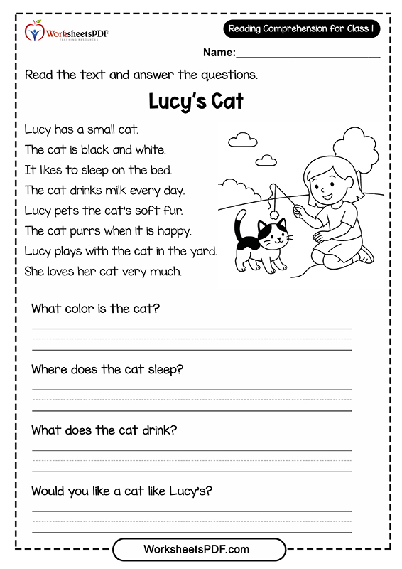 Reading Comprehension for Class 1 0001 Lucys Cat