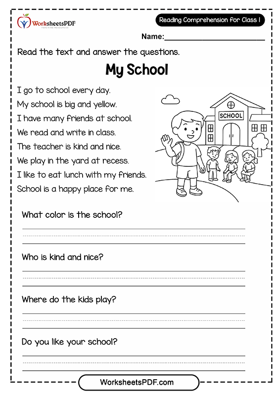 Reading Comprehension for Class 1 0002 My School