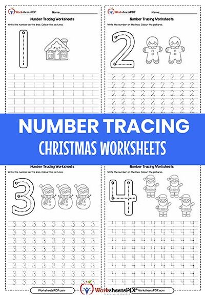 Christmas Number Tracing Worksheets
