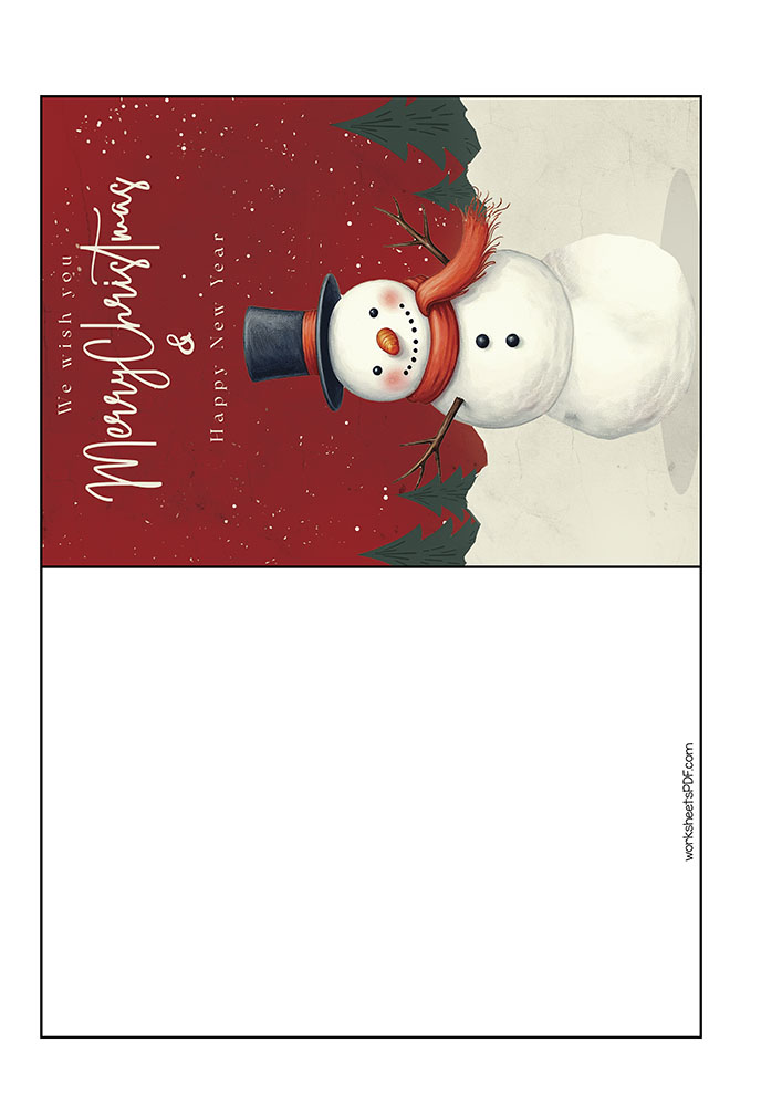 free Snowman Family – Printable Christmas Coloring Card