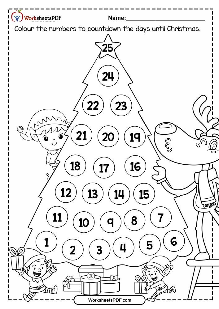 printables Colour the numbers to countdown the days until Christmas