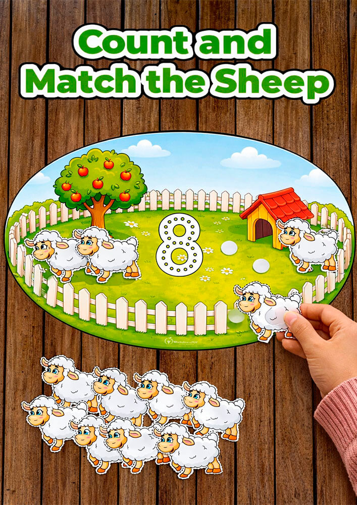 free Count and Match the Sheep