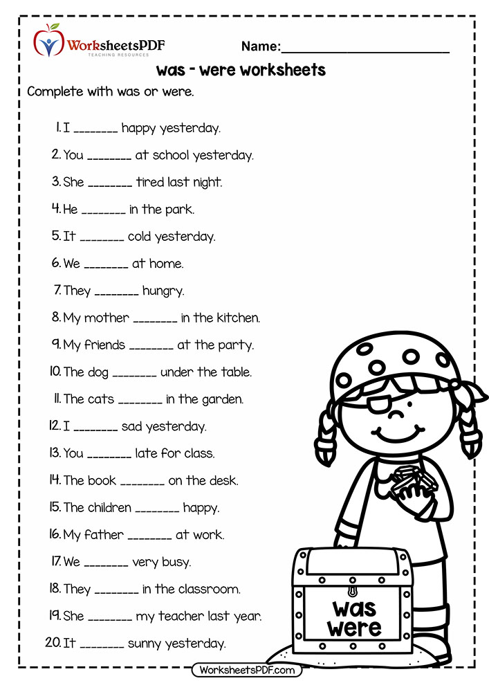 free 10 verb to be worksheets was were