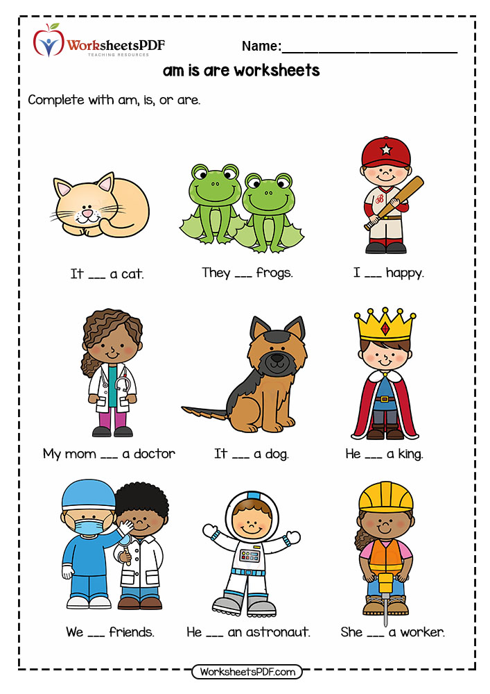 free verb to be worksheets 1