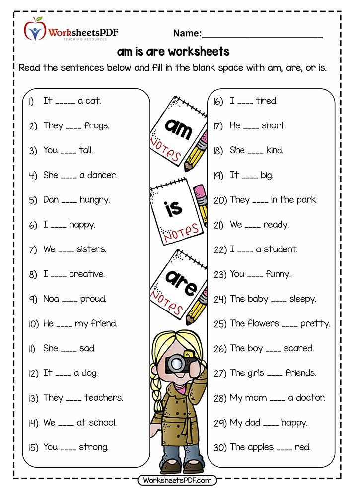 am is are Worksheets